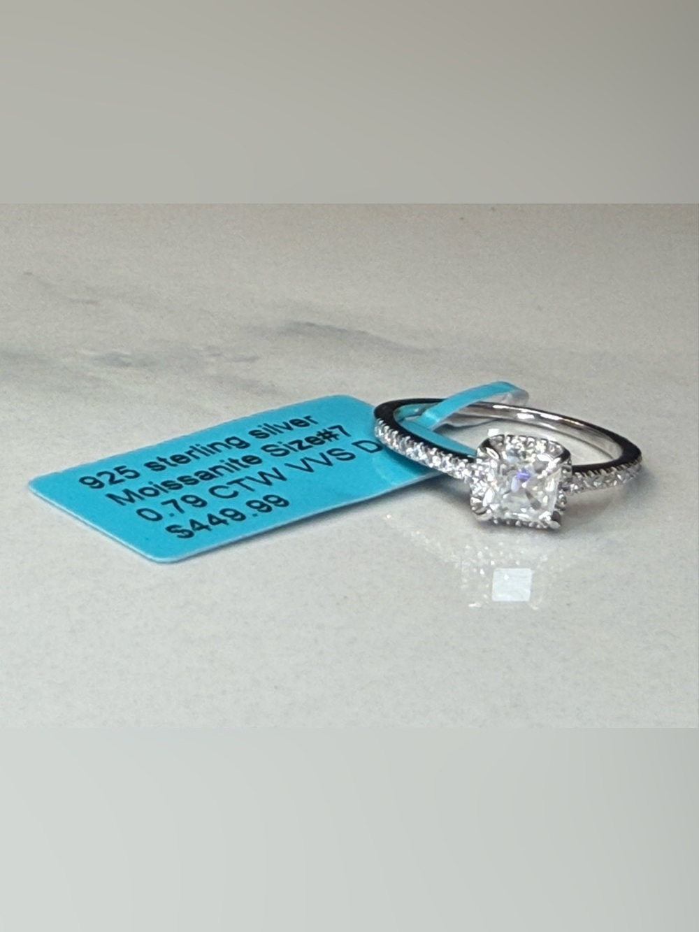 Sterling Silver Moissanite Halo Ring